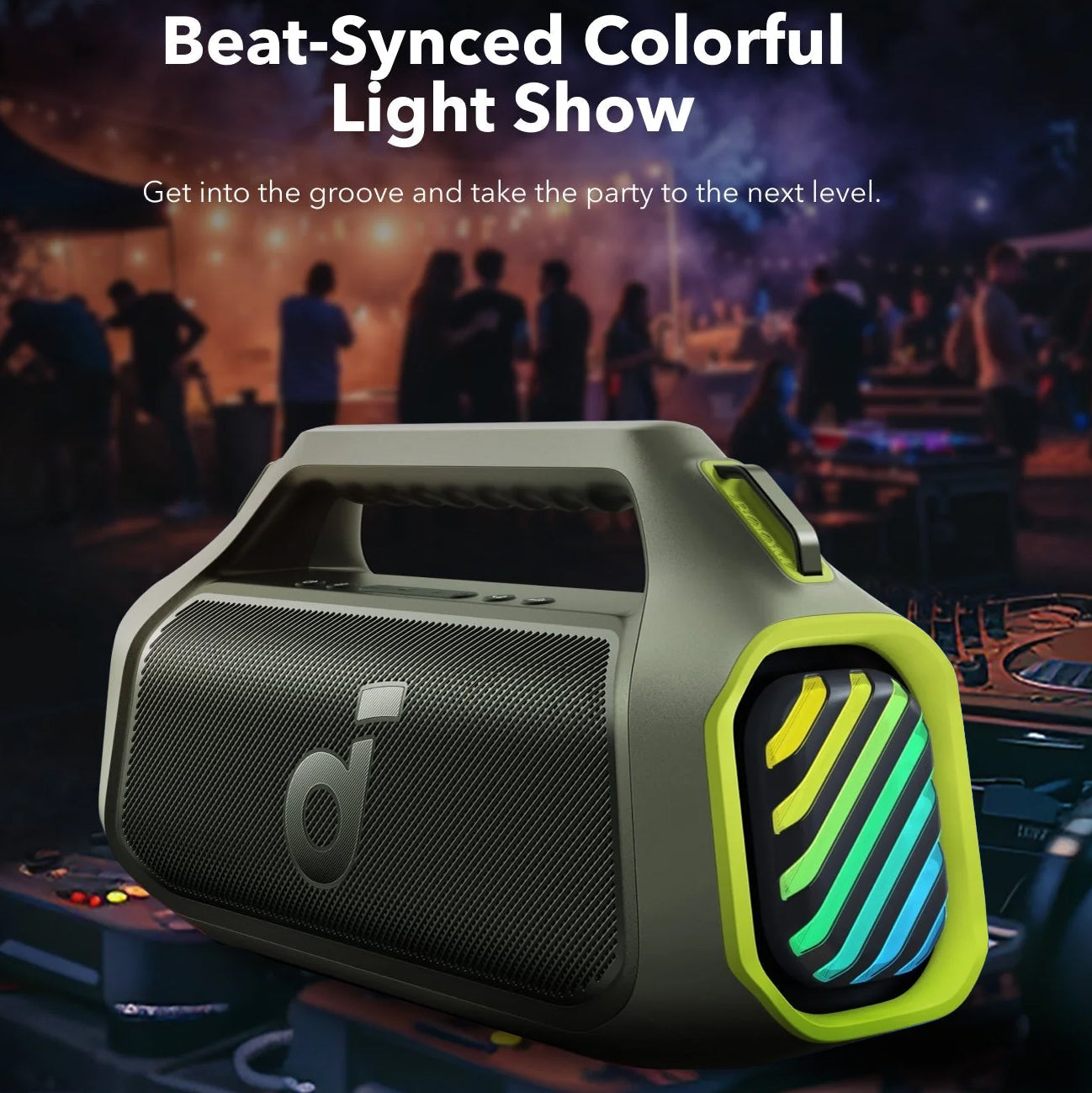 Altifalante Bluetooth portátil Anker Soundcore Boom 2 Plus, 140 W, RGB, à prova de água, verde A3134061 