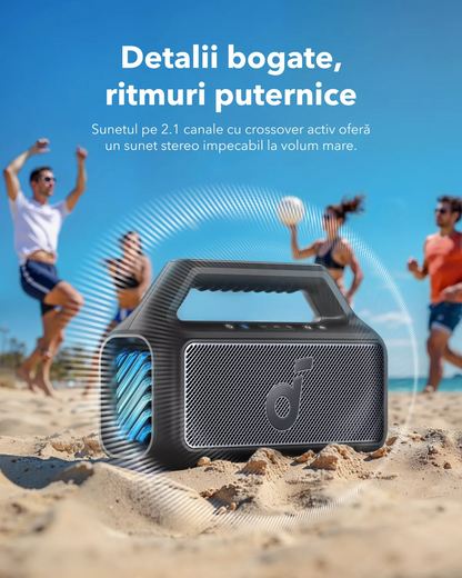 Anker SoundCore Boom 2 New Version Portable Bluetooth Speaker, 80W, TWS, RGB, Waterproof, Black A3138012