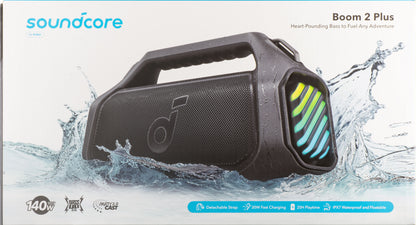 Coluna Portátil Bluetooth Anker SoundCore Boom 2 Plus, 140W, TWS, RGB, à prova de água, Preta A3134011