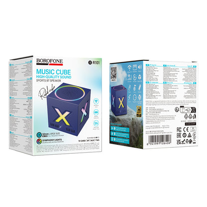 Coluna Portátil Bluetooth Borofone BR101 Rubik, 5W, TWS, RGB, Azul