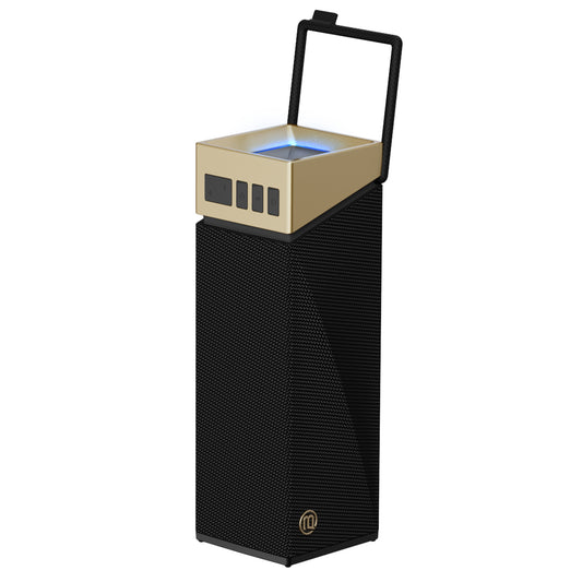 Coluna Portátil Bluetooth Bugani Brief TT, 60W, RGB, À Prova de Água, Preto Dourado