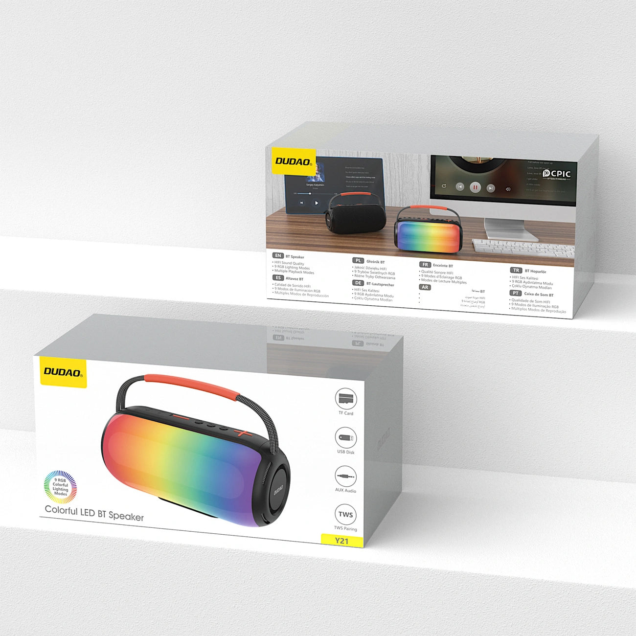 Coluna Portátil Bluetooth Dudao Y21, 2 x 5W, TWS, RGB, Preta