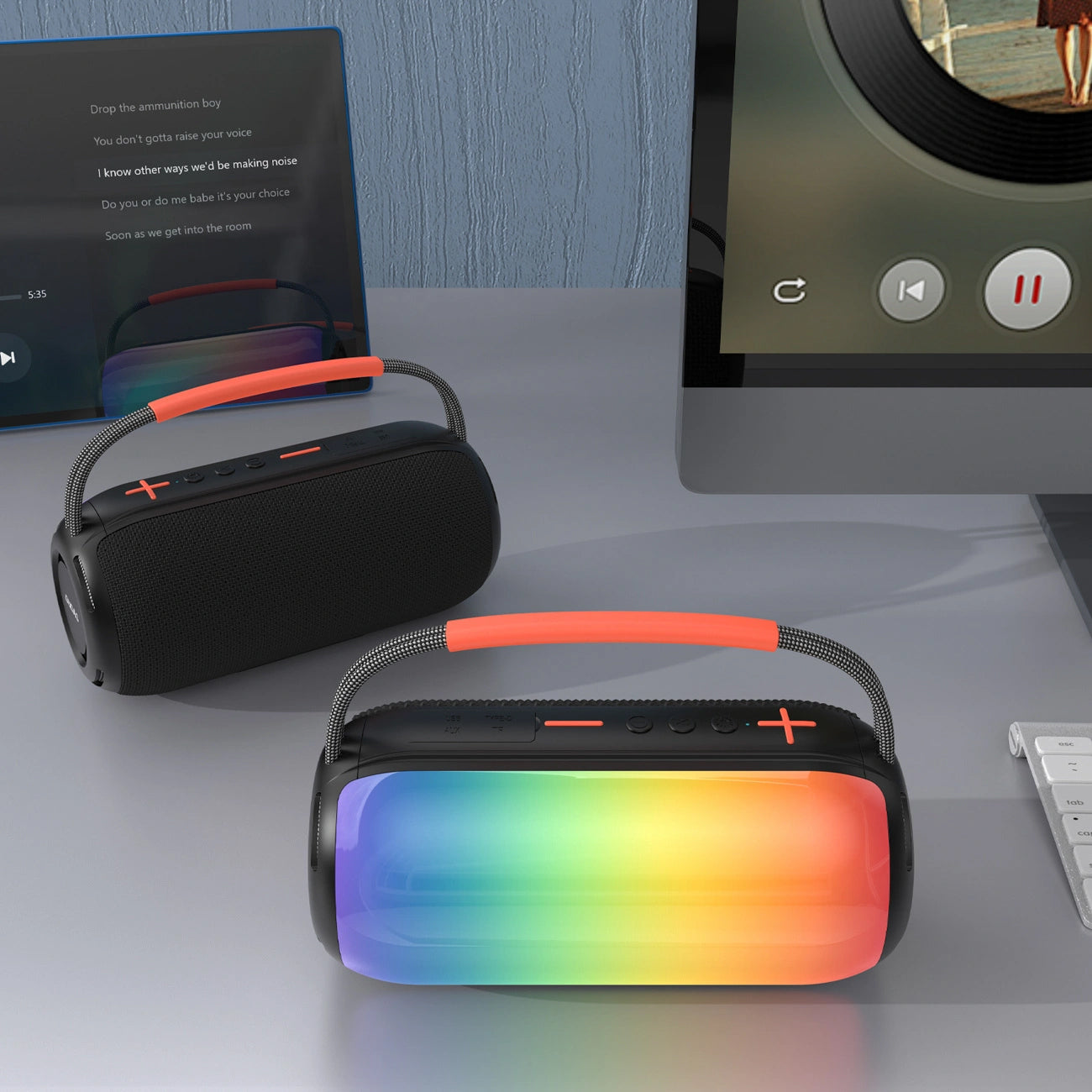 Coluna Portátil Bluetooth Dudao Y21, 2 x 5W, TWS, RGB, Preta