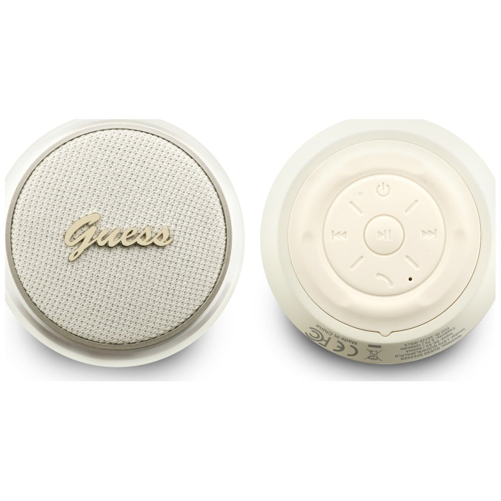 Coluna Portátil Bluetooth Guess Script Metal Logo, 5W, TWS, Dourada