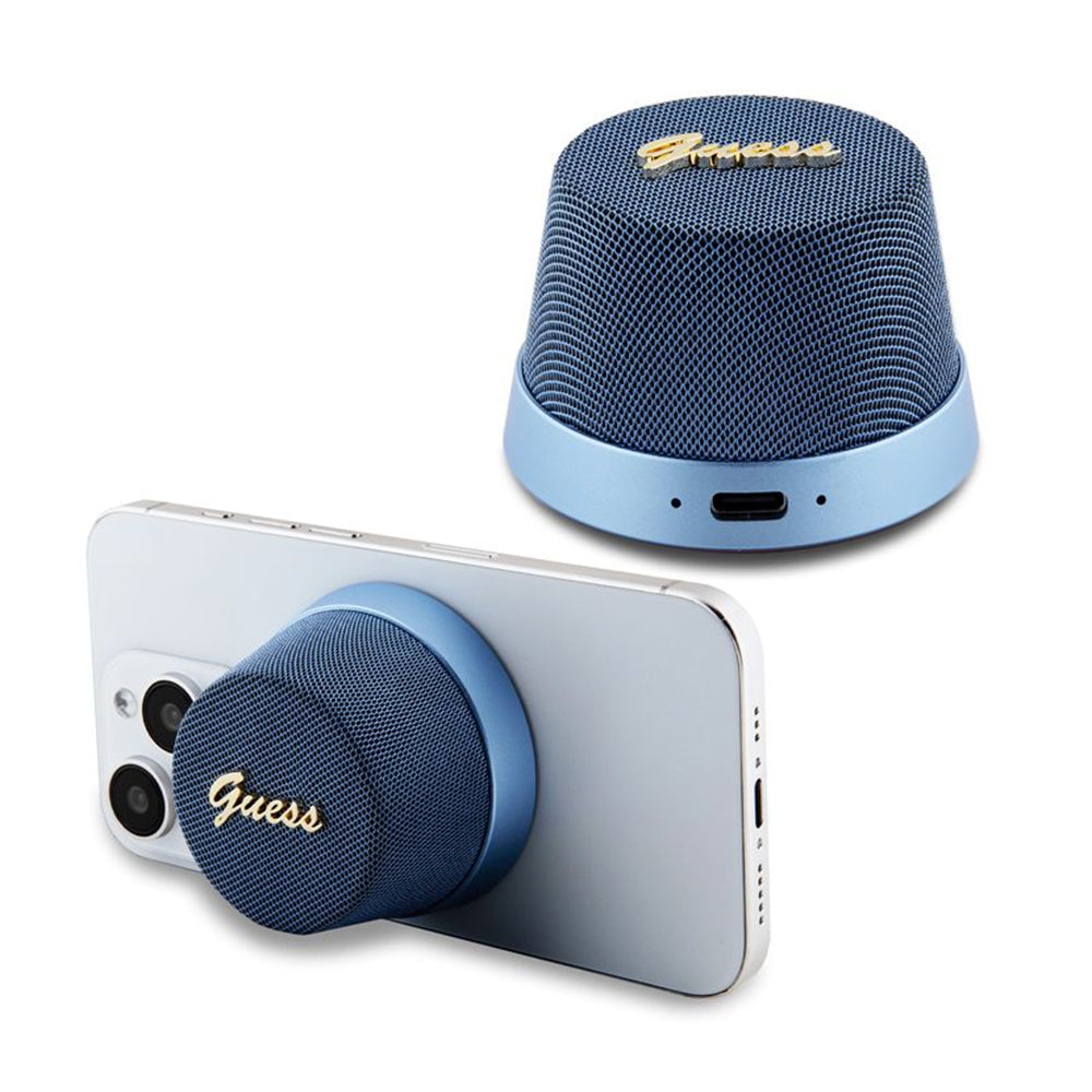 Coluna Portátil Bluetooth Guess Stand Magnético Script Metal, 3W, Azul