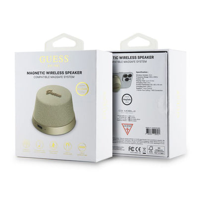 Coluna Portátil Bluetooth Guess Stand Magnético Script Metal, 3W, Dourada