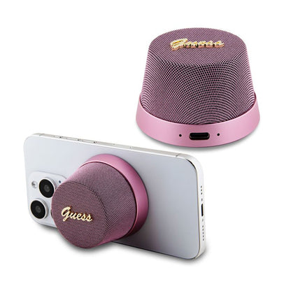 Coluna Portátil Bluetooth Guess Stand Magnético Script Metal, 3W, Rosa