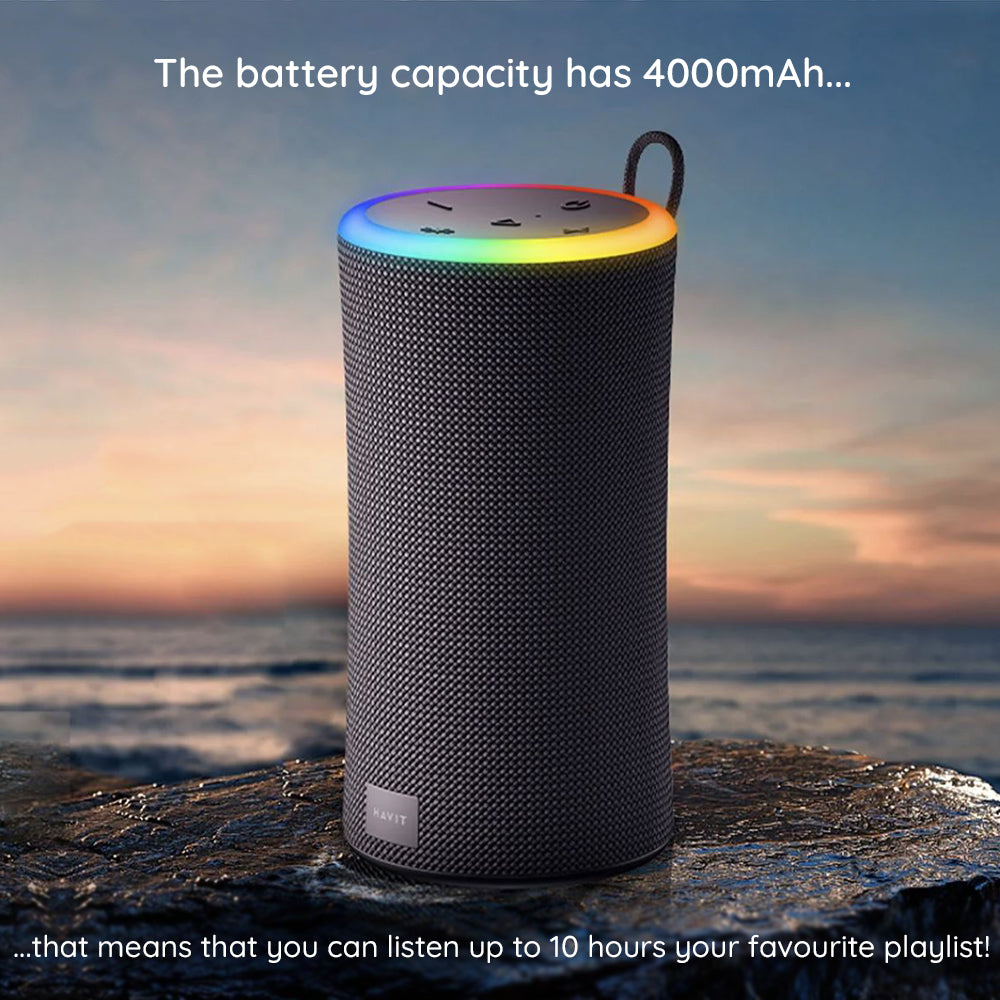 Coluna Portátil Bluetooth HAVIT SK833BT, 2 x 10W, RGB, à prova de água, Preta