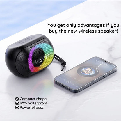 Coluna Portátil Bluetooth HAVIT SK885BT, 8W, RGB, à Prova de Água, Preta
