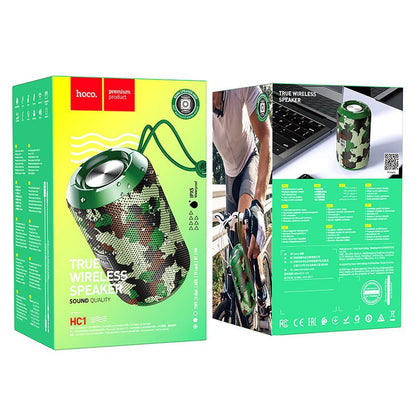 Coluna Portátil Bluetooth HOCO HC1, 5W, TWS, à Prova de Água, Camuflagem