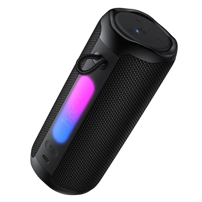 Coluna Portátil Bluetooth HOCO HC50, 8W, TWS, RGB, À Prova de Água, Preta