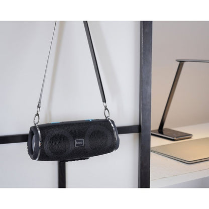 Coluna Portátil Bluetooth HOCO HC12, 10W, RGB, à Prova de Água, Preta