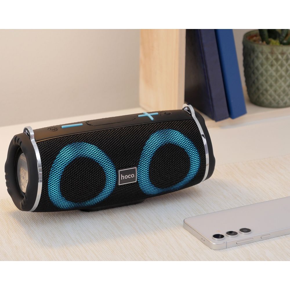 Coluna Portátil Bluetooth HOCO HC12, 10W, RGB, à Prova de Água, Preta