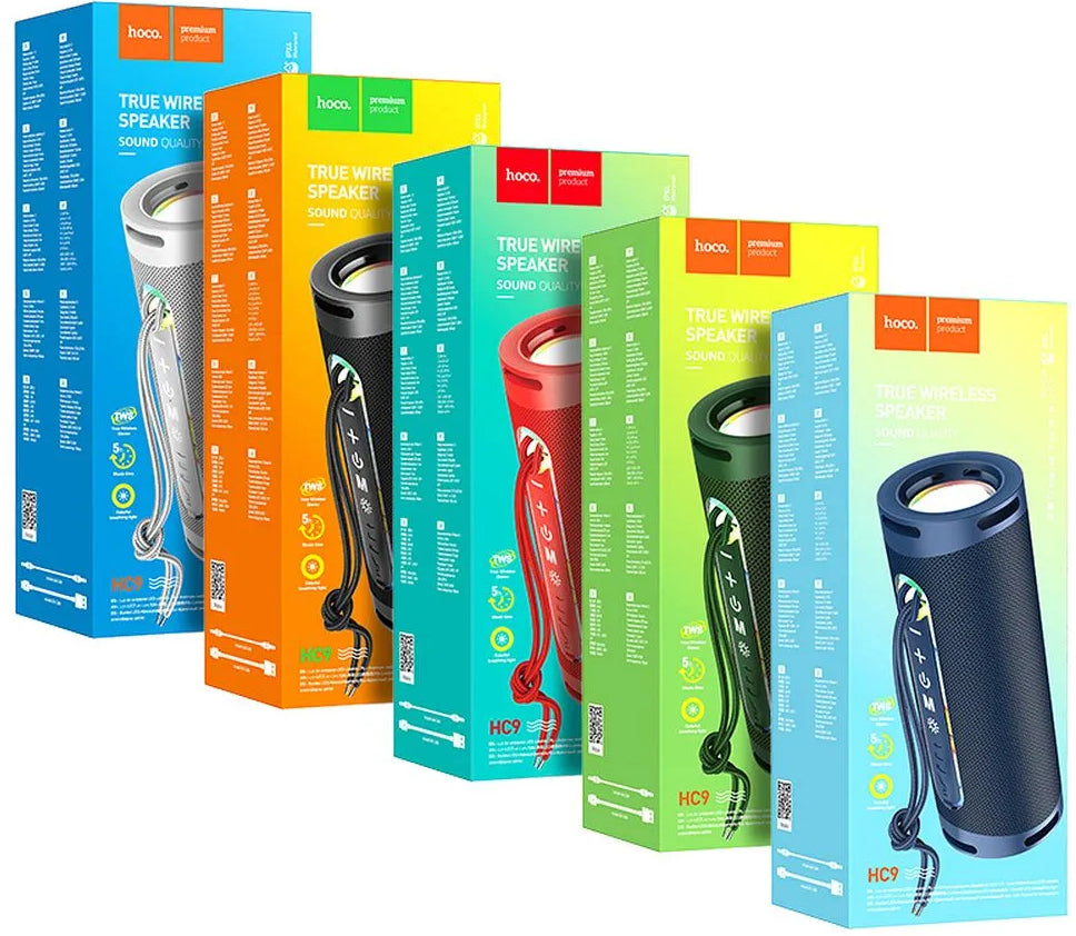 Coluna Portátil Bluetooth HOCO HC9 Dazzling Pulse Sports, 10W, TWS, RGB, Azul