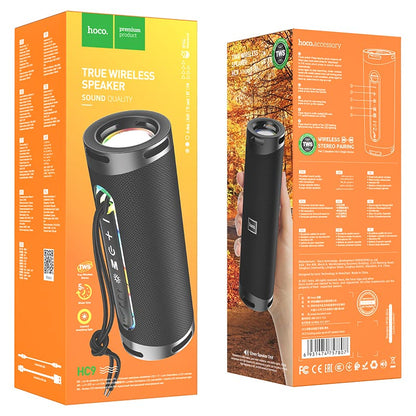 Coluna Portátil Bluetooth HOCO HC9 Dazzling Pulse Sports, 10W, TWS, RGB, Preta