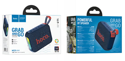 Coluna Portátil Bluetooth HOCO HC31, 10W, TWS, RGB, à prova de água, Azul-marinho