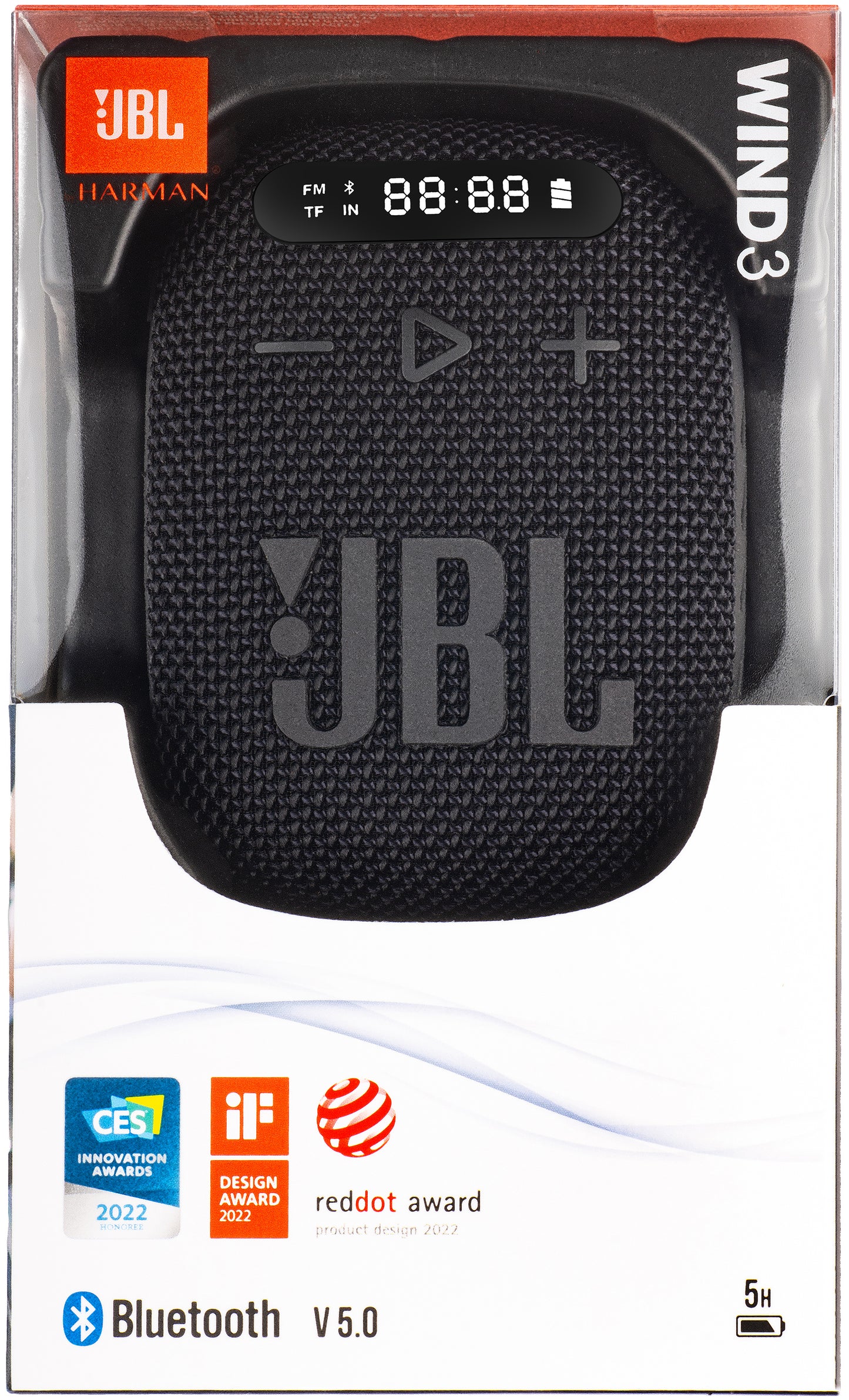 Coluna Portátil Bluetooth JBL Wind 3, 5W, à Prova de Água, Preta JBLWIND3