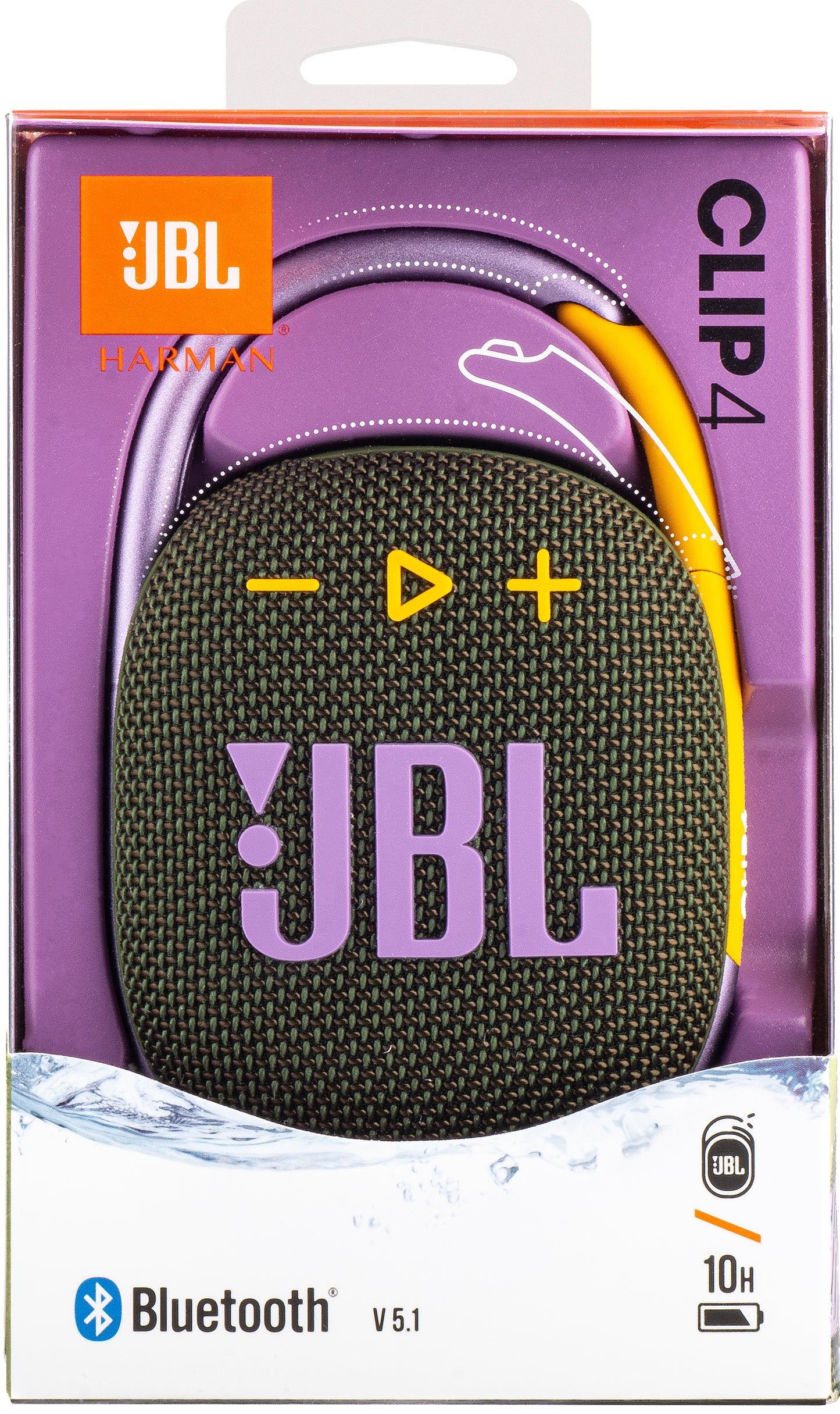 Altifalante Bluetooth portátil JBL Clip 4, 5 W, som profissional, à prova de água, verde JBLCLIP4GRN