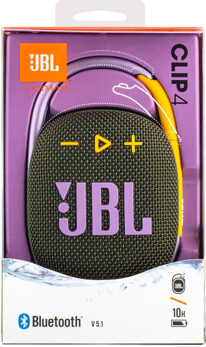 Altifalante Bluetooth portátil JBL Clip 4, 5 W, som profissional, à prova de água, verde JBLCLIP4GRN