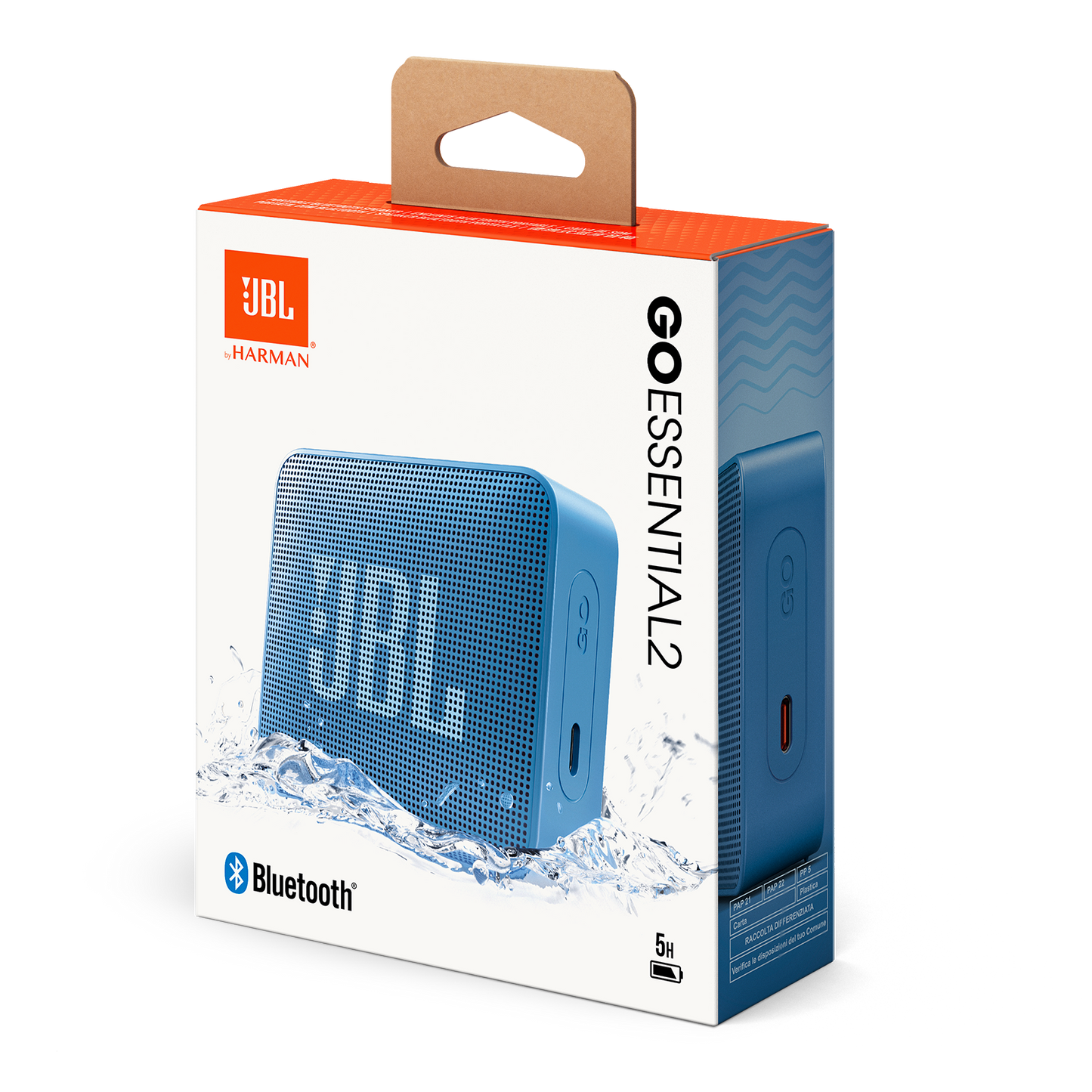 Coluna Portátil Bluetooth JBL Go Essential 2, 3.1W, Pro Sound, à Prova de Água, Azul JBLGOES2BLUCN