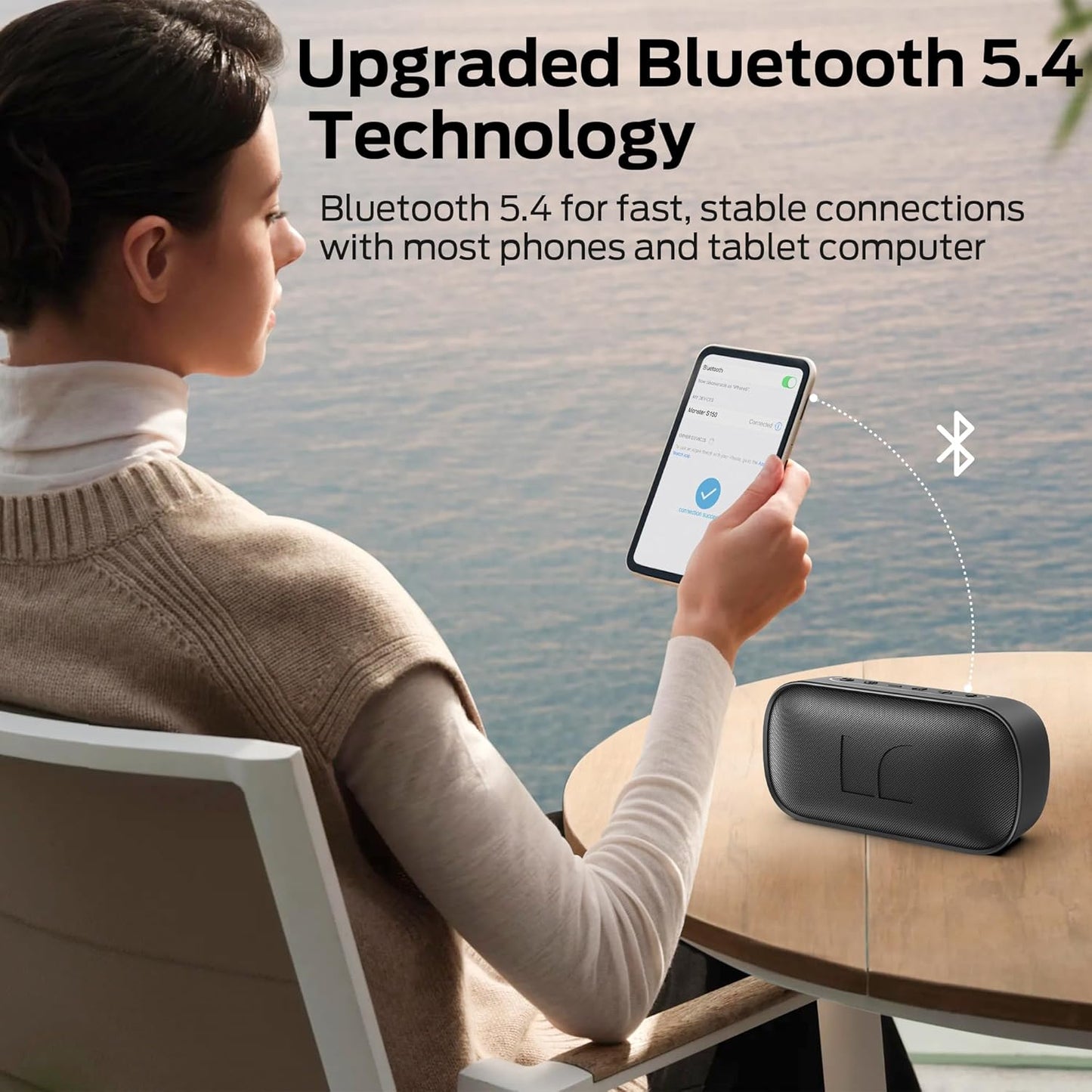 Coluna Portátil Bluetooth Monster S150, 14W, TWS, RGB, À Prova de Água, Preta