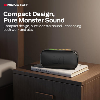 Coluna Portátil Bluetooth Monster S150, 14W, TWS, RGB, À Prova de Água, Preta