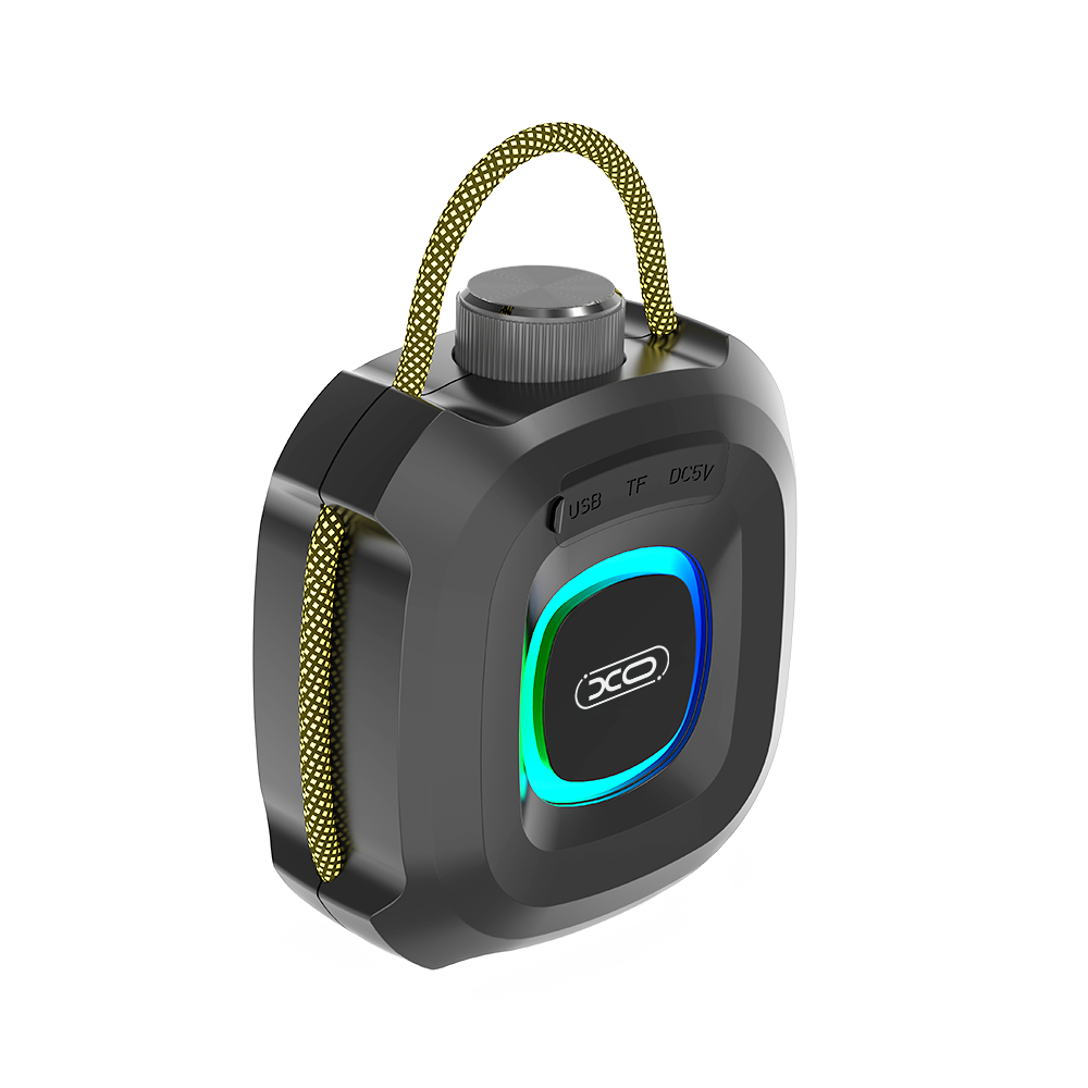 Coluna Portátil Bluetooth XO Design F77, TWS, RGB, à Prova de Água, Preta