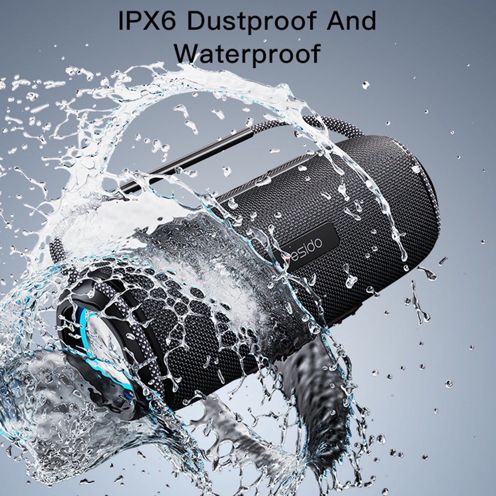 Coluna Portátil Bluetooth Yesido YSW11, 40W, RGB, à Prova de Água, Preta