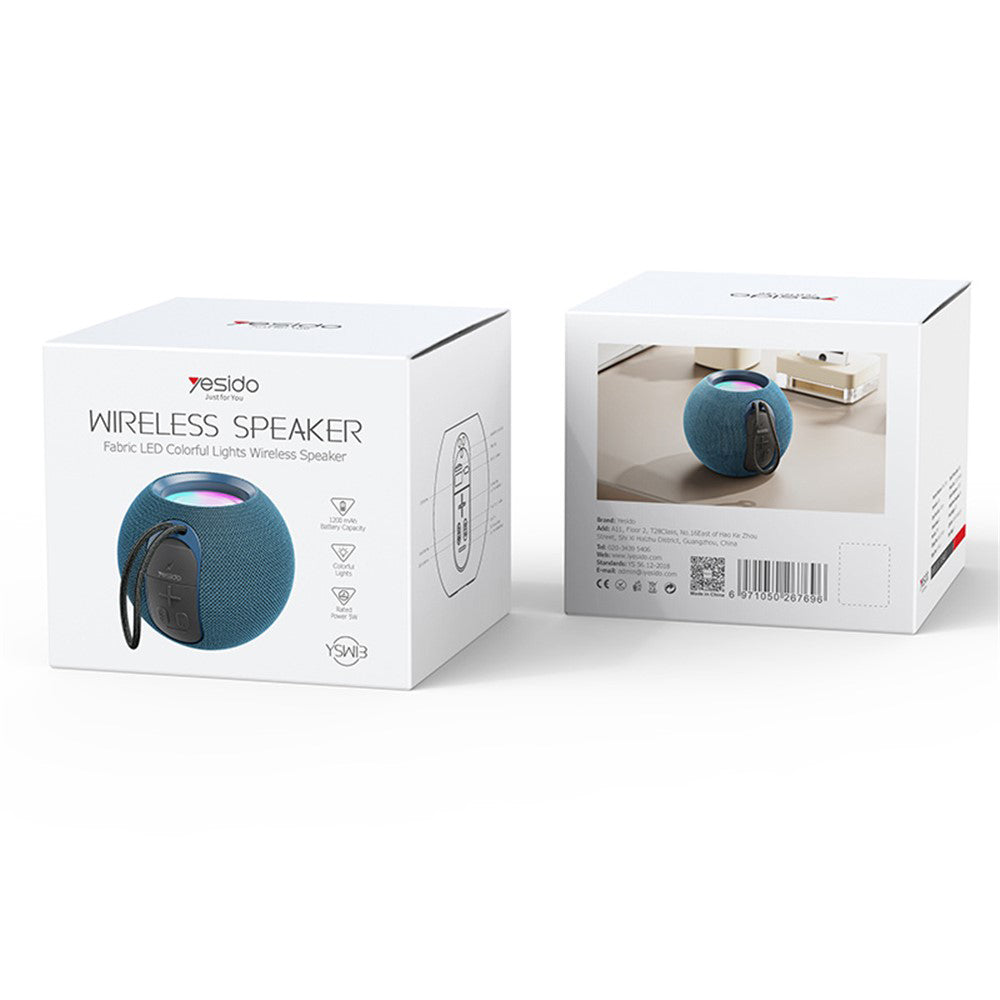 Coluna Portátil Bluetooth Yesido YSW13, 5W, RGB, Azul