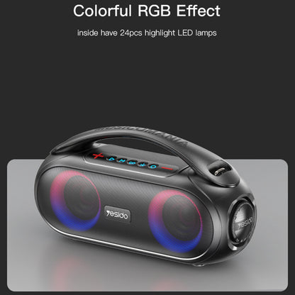 Coluna Portátil Bluetooth Yesido YSW19, 40W, RGB, à Prova de Água, Preta