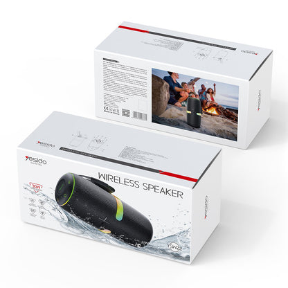 Coluna Portátil Bluetooth Yesido YSW22, 30W, RGB, à Prova de Água, Preta