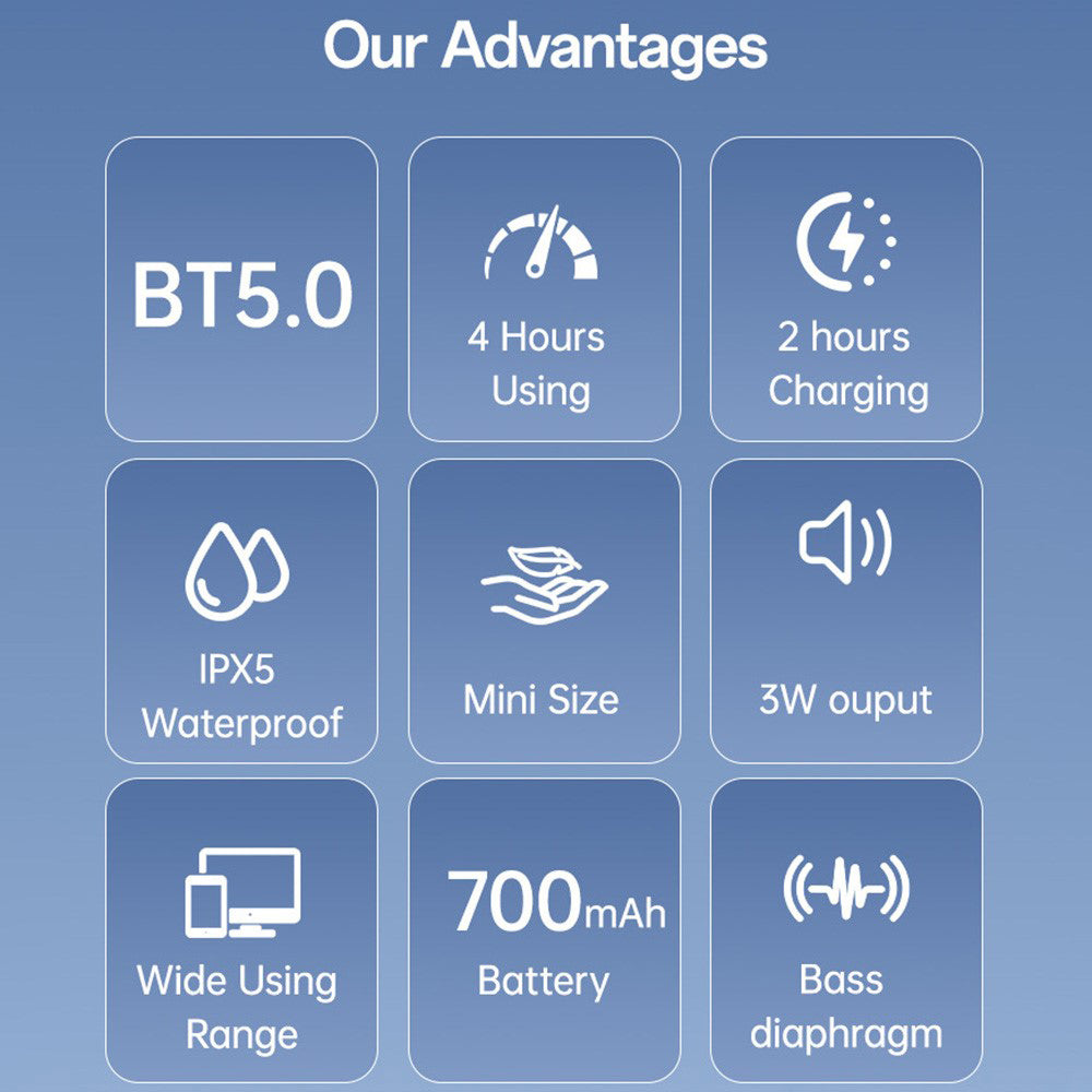 Coluna Bluetooth Yesido YSW30, 3W, à prova de água, Preta
