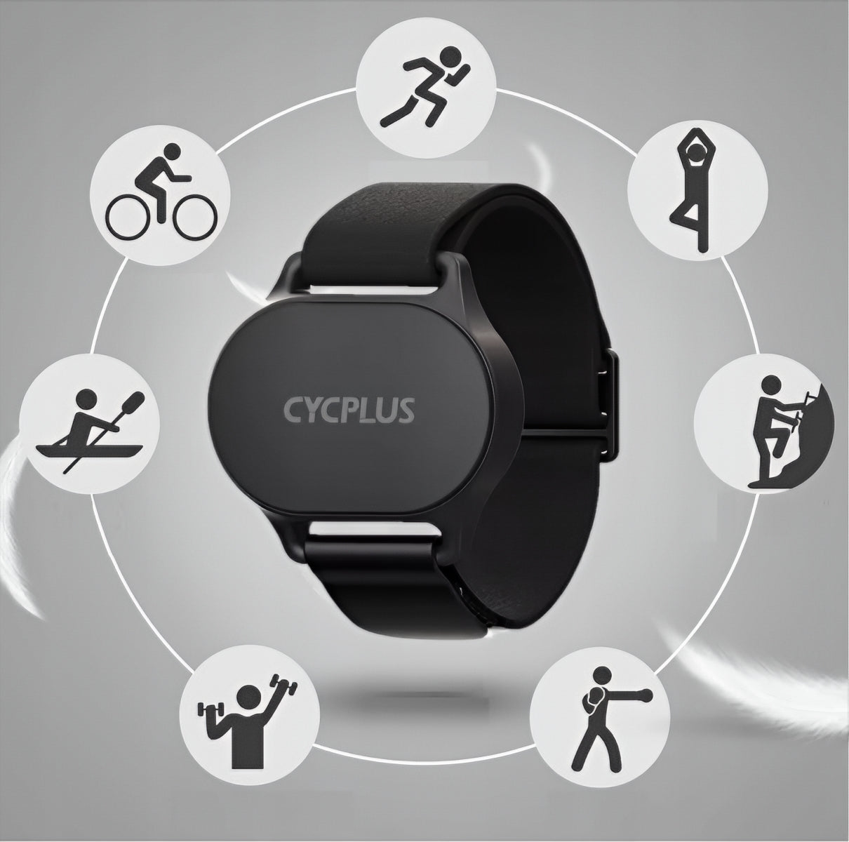 Pulseira de Monitorização de Ritmo Cardíaco Cycplus H1, Preta