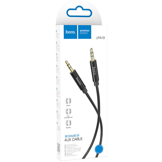 Cabo Áudio 3.5mm - 3.5mm HOCO UPA19, 2m, Preto