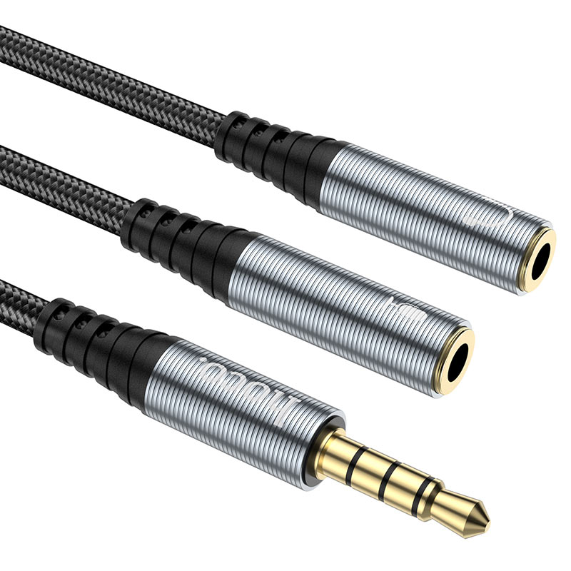 Adaptador de Áudio 3.5mm - 2 x 3.5mm HOCO UPA21-2, 0.25m, Preto