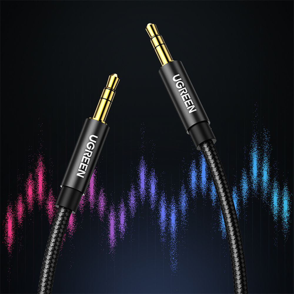 Cabo Áudio 3.5mm - 3.5mm UGREEN AV112, 1m, Preto