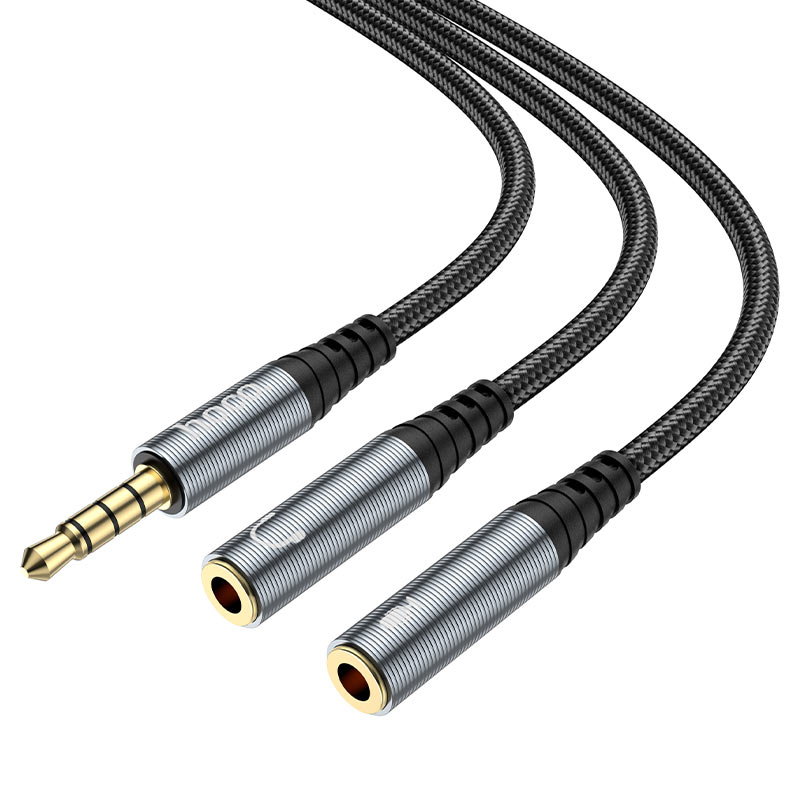 Adaptador de Áudio 3.5mm - 2 x 3.5mm HOCO UPA21-2, 0.25m, Preto