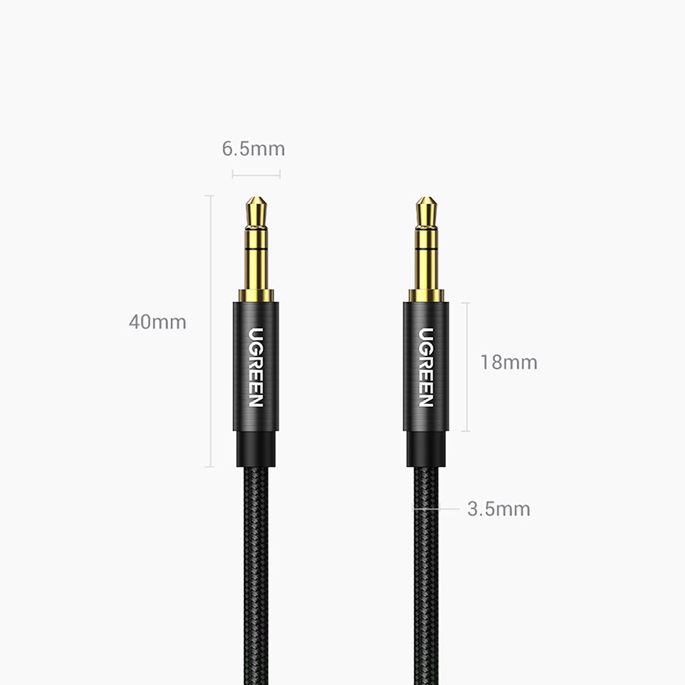 Cabo Áudio 3.5mm - 3.5mm UGREEN AV112, 1m, Preto