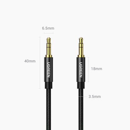 Cabo Áudio 3.5mm - 3.5mm UGREEN AV112, 1m, Preto
