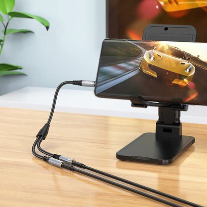 Adaptador de Áudio 3.5mm - 2 x 3.5mm HOCO UPA21-2, 0.25m, Preto