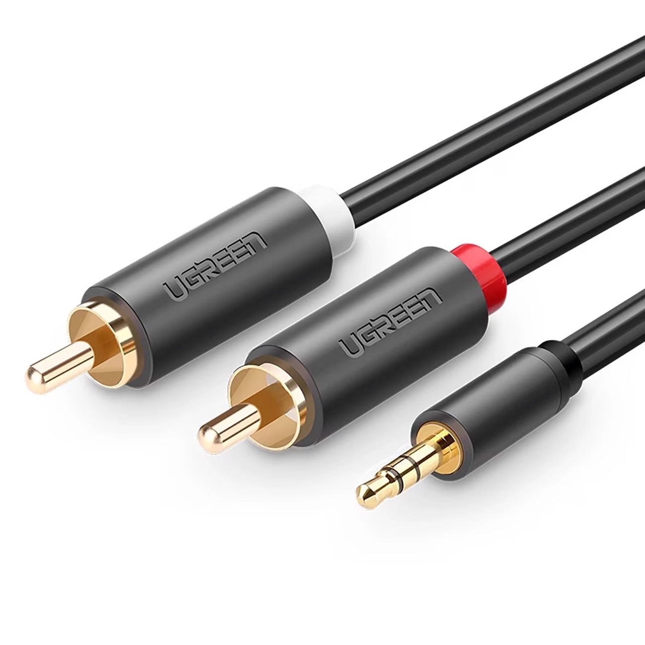Cabo Áudio 3.5mm - 2 x RCA UGREEN AV102, 2m, Preto