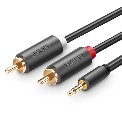 Cabo Áudio 3.5mm - 2 x RCA UGREEN AV102, 2m, Preto