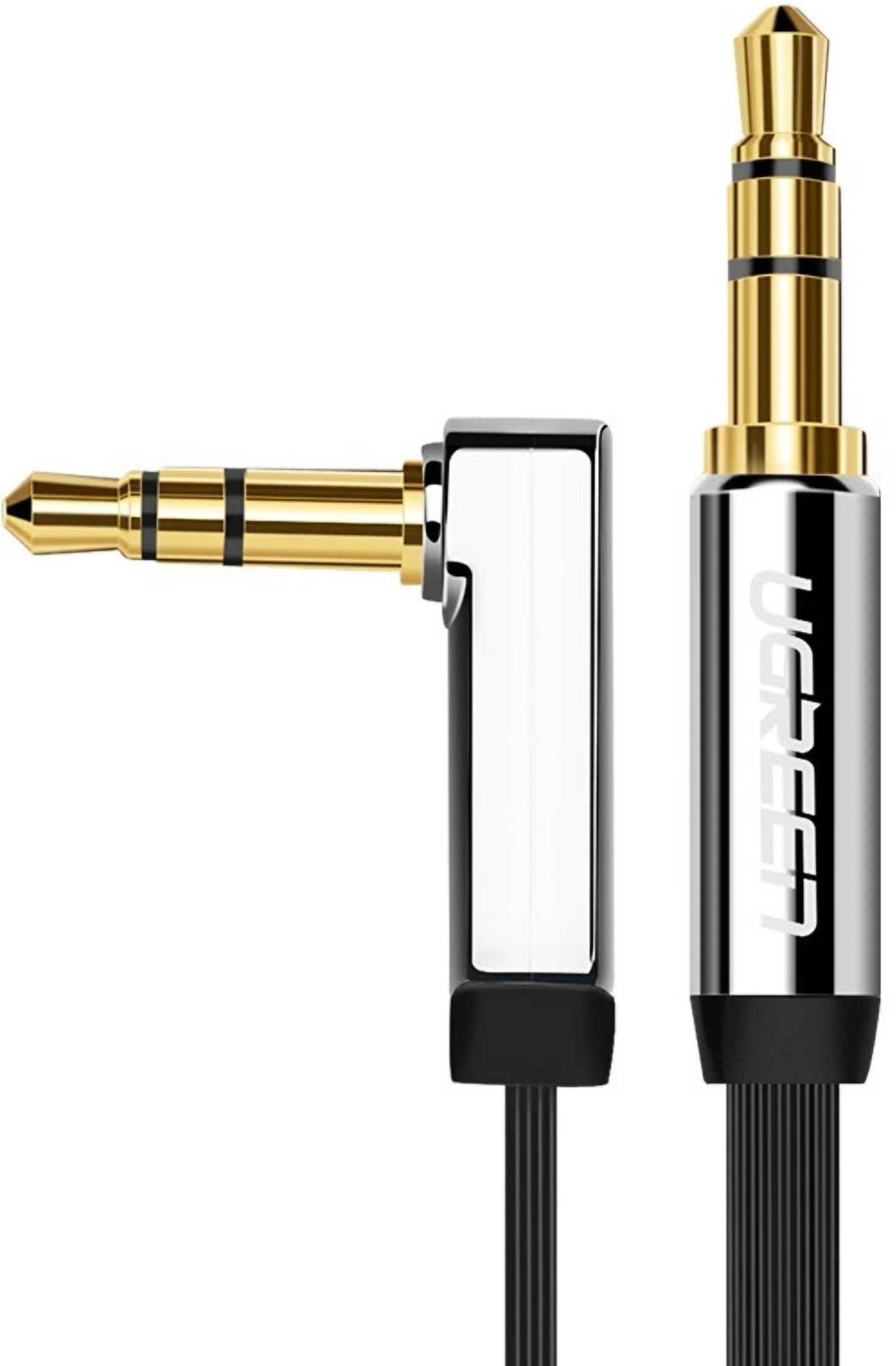 Cabo de Áudio 3.5mm - 3.5mm UGREEN AV119 Angled, 2m, Preto