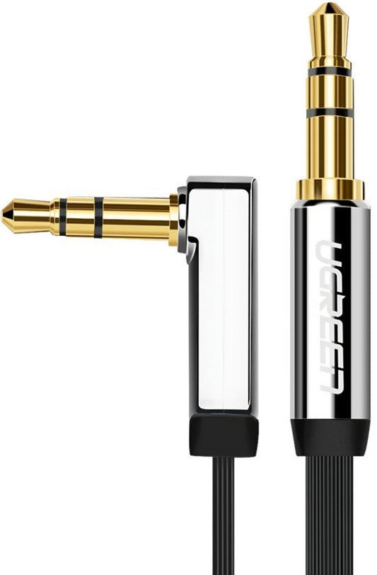 Cabo de Áudio 3.5mm - 3.5mm UGREEN AV119 Angled, 3m, Preto