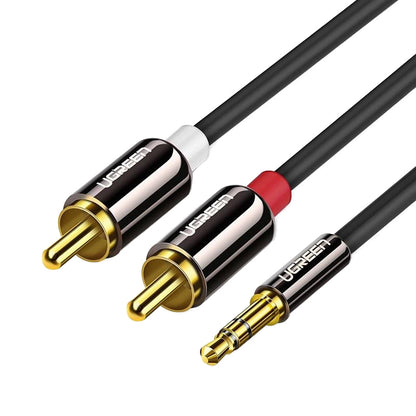 Cabo Áudio 3.5mm - 2 x RCA UGREEN AV116, 2m, Preto