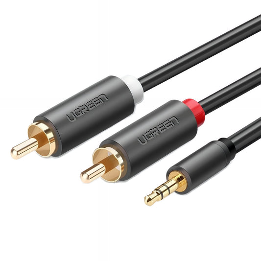 Cabo Áudio 3.5mm - 2 x RCA UGREEN AV102, 1.5m, Cinzento