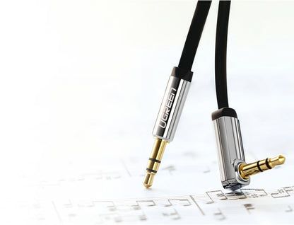 Cabo de Áudio 3.5mm - 3.5mm UGREEN AV119 Angled, 2m, Preto