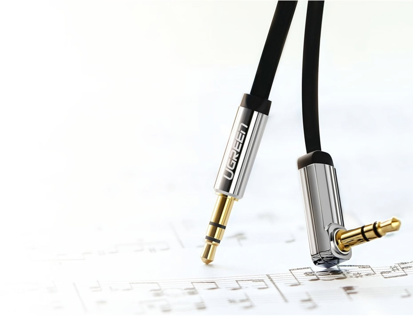 Cabo de Áudio 3.5mm - 3.5mm UGREEN AV119 Angled, 3m, Preto