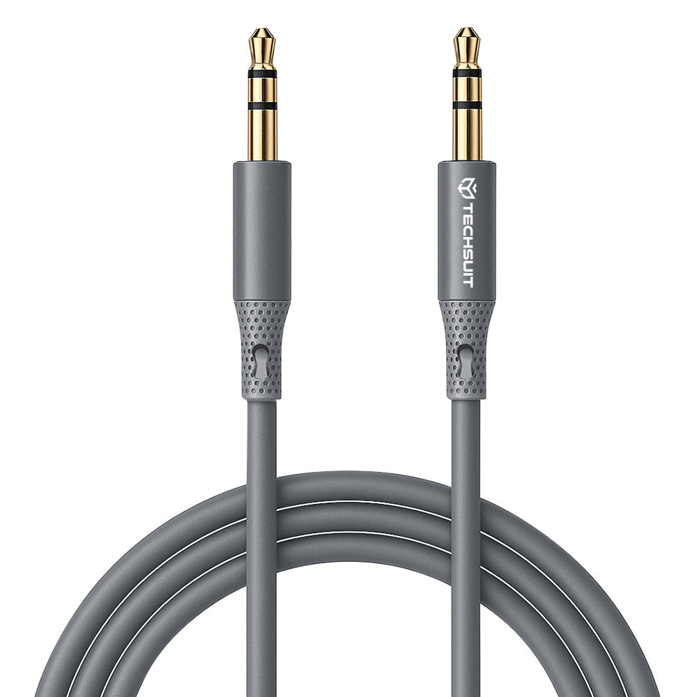Cabo Áudio 3.5mm - 3.5mm Techsuit AC3 SoundFlex, 1m, Cinzento