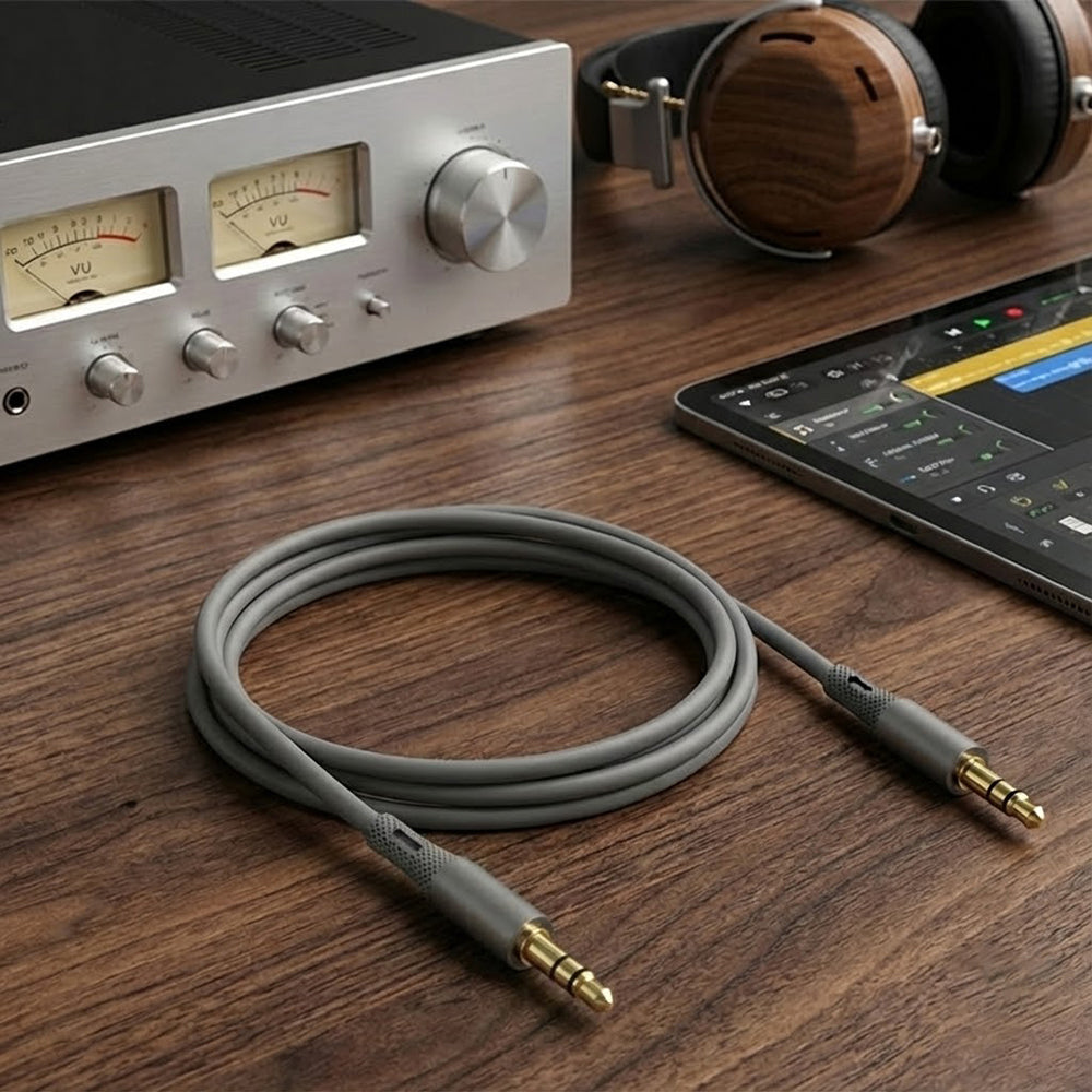 Cabo Áudio 3.5mm - 3.5mm Techsuit AC3 SoundFlex, 1m, Cinzento